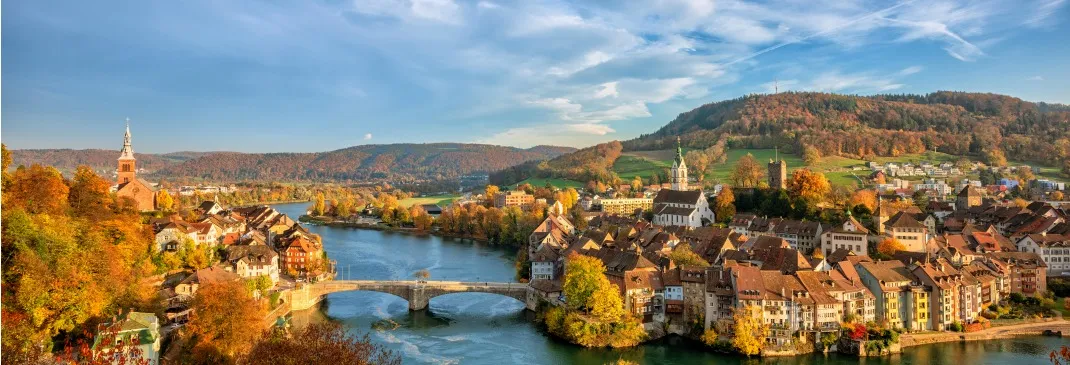 Die Landschaft um Lörrach im Herbst.